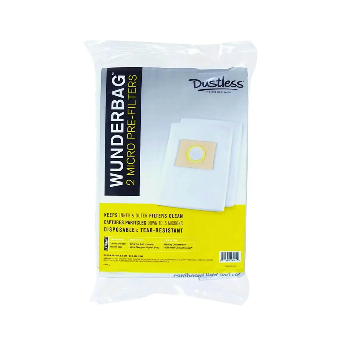 Dustless 12-18 Gal Wunderbag Micro Pre-Filter - 2 Pack