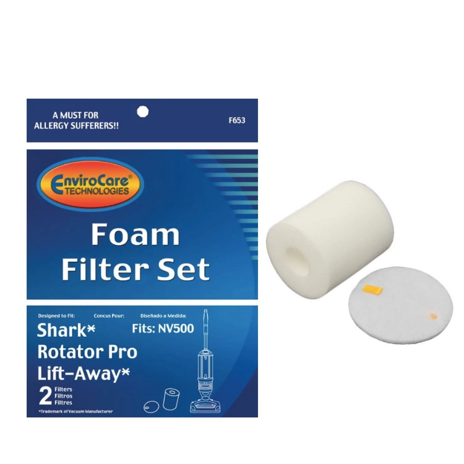 EnviroCare Shark NV500 Rotator Pro Lift Away Filter Set (F653)